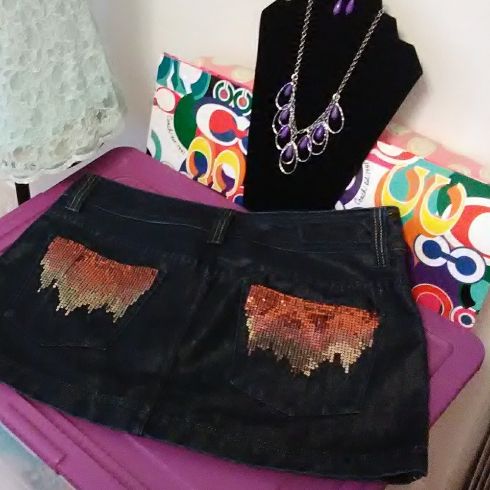 New  Express goergous sequence jean skirt - Picture 2 of 8